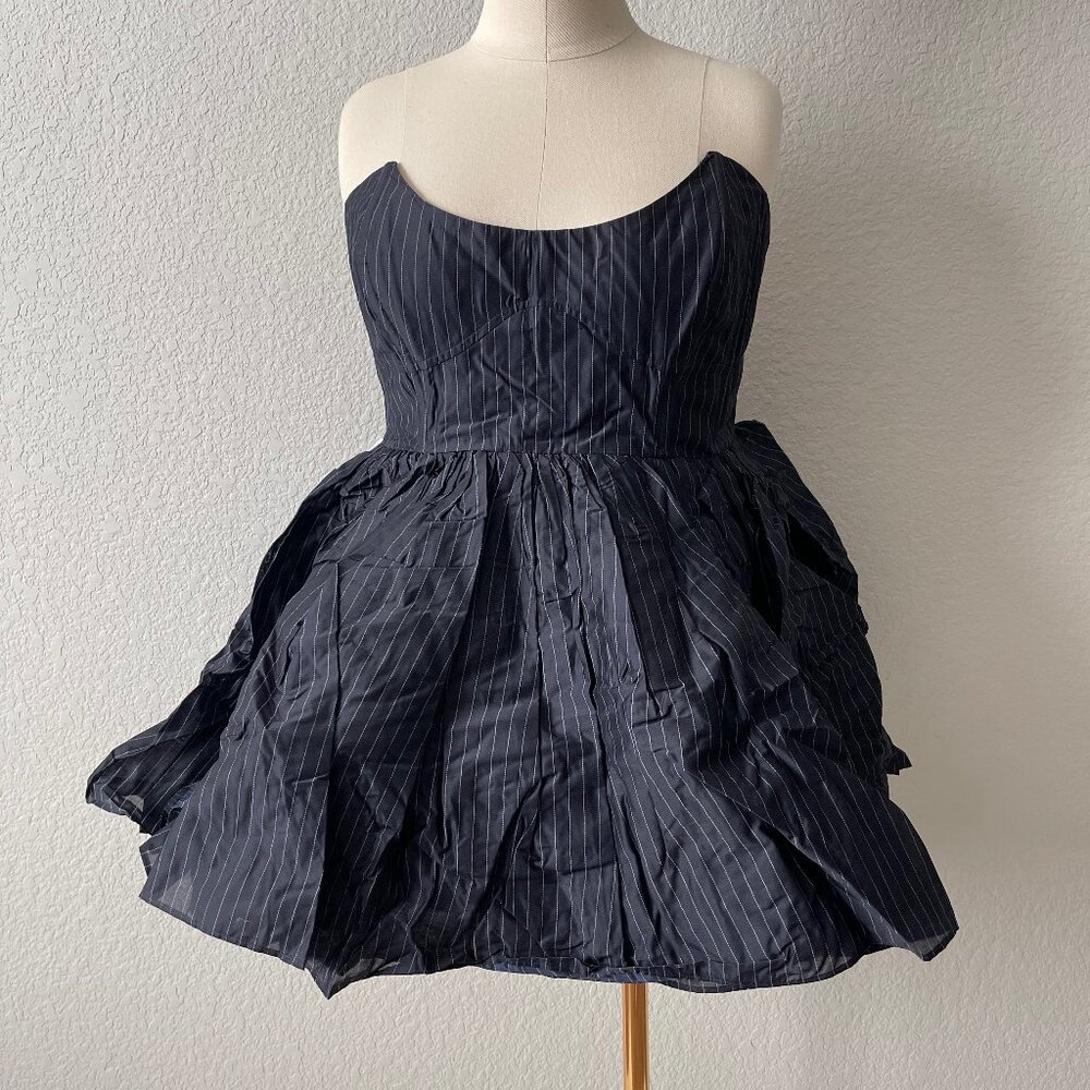 Selkie Strapless Pinstripe Veuve Dress XL